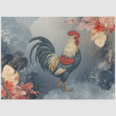 愛国的な赤白青の雄鶏の花と葉 薄葉紙 (正面)