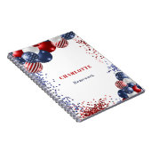 愛国的な赤白青の黒いバルーン名 ノートブック (右側)