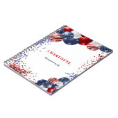 愛国的な赤白青の黒いバルーン名 ノートブック (左側)