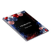 愛国的な赤白青の黒いバルーン名 ノートブック (右側)