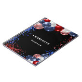 愛国的な赤白青の黒いバルーン名 ノートブック (左側)