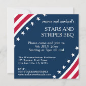 愛国的な赤白青の7月4日招待状 招待状 (正面)