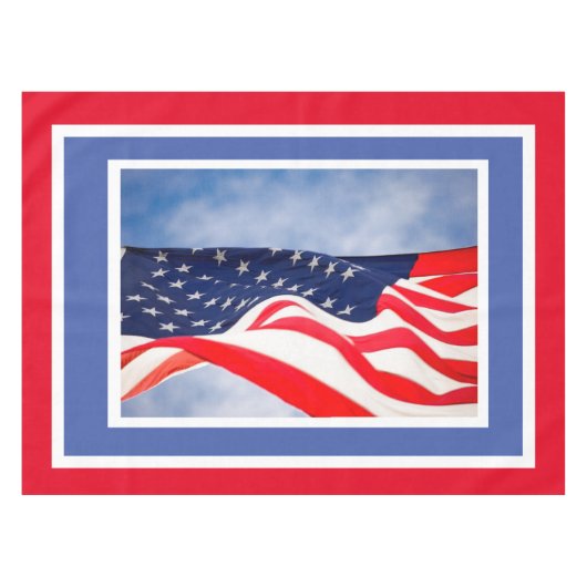 愛国的な赤白青の7月4日 テーブルクロス (正面(横))