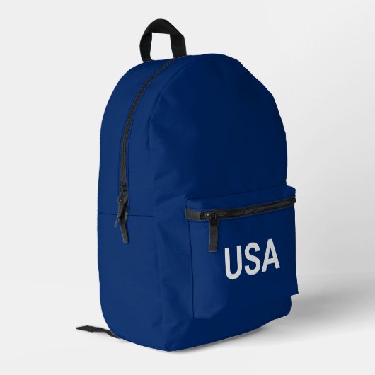 愛国的な赤白青のUSA柄 プリントバックパック (裏面左端)