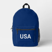 愛国的な赤白青のUSA柄 プリントバックパック (正面)
