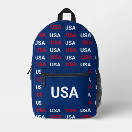 愛国的な赤白青のUSA柄 プリントバックパック