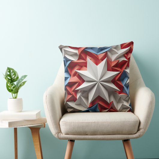 愛国的な赤白青アメリカの星 クッション (椅子)