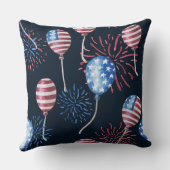 愛国的な赤白青アメリカの風船 クッション (裏面)