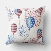 愛国的な赤白青アメリカの風船 クッション (正面)