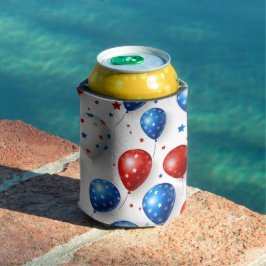愛国的な赤白青アメリカの風船 缶クーラー