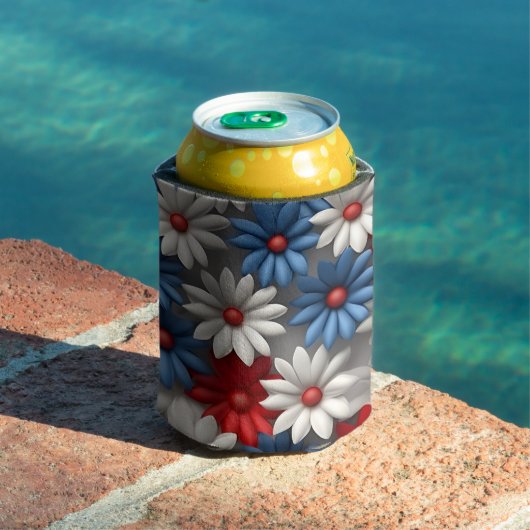 愛国的な赤白青アメリカデイジー 缶クーラー (インサイチュ プール)