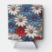 愛国的な赤白青アメリカデイジー 缶クーラー (裏面)