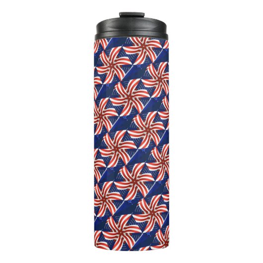 愛国的な赤白青アメリカ国旗の模様 タンブラー (正面)