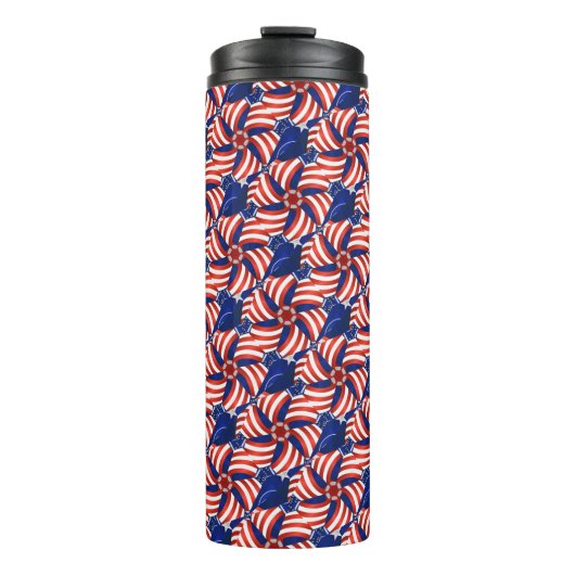 愛国的な赤白青アメリカ国旗の模様 タンブラー (正面)