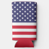 愛国的な赤白青アメリカ国旗パーソナライズ スリム缶クーラー (裏面)