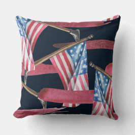 愛国的な赤白青アメリカ国旗 クッション