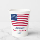 愛国的な赤白青アメリカ国旗 紙コップ (正面)