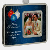 愛国的な赤白青オーナメントメリークリスマス シルバープレートフレームオーナメント (右)