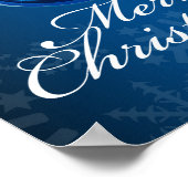 愛国的な赤白青オーナメントメリークリスマス ポスター (角)