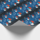 愛国的な赤白青オーナメントメリークリスマス ラッピングペーパー (角)