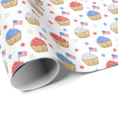 愛国的な赤白青カップケーキ国旗の星 ラッピングペーパー (ロールコーナー)