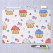 愛国的な赤白青カップケーキ国旗の星 薄葉紙 (クラフト)