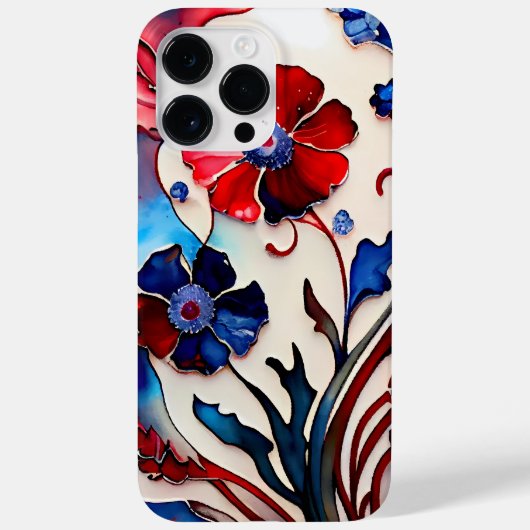 愛国的な赤白青ケシの花 Case-Mate iPhoneケース (裏面)