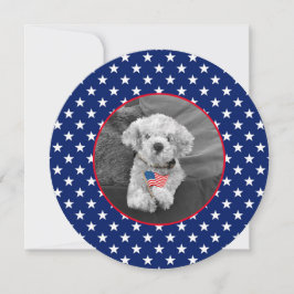 愛国的な赤白青スストライプターズ丸い写真 シーズンカード