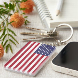 愛国的な赤白青スターとストライプ国旗 キーホルダー