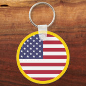 愛国的な赤白青スターとストライプ国旗 キーホルダー (正面)