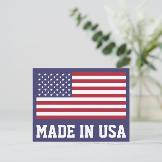 愛国的な赤白青スターとストライプ国旗 シーズンポストカード (スタンド正面)