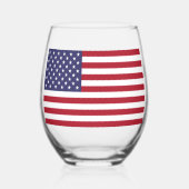 愛国的な赤白青スターとストライプ国旗 ステムなしワイングラス (正面)