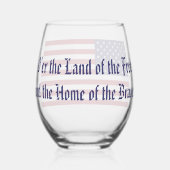 愛国的な赤白青スターとストライプ国旗 ステムなしワイングラス (裏面)