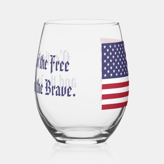 愛国的な赤白青スターとストライプ国旗 ステムなしワイングラス (右)