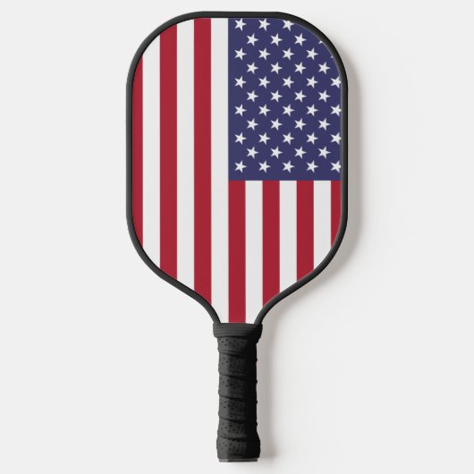 愛国的な赤白青スターとストライプ国旗 ピックルボールラケット (正面)