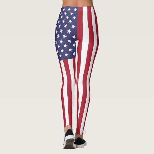 愛国的な赤白青スターとストライプ国旗 レギンス (裏面)