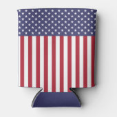 愛国的な赤白青スターとストライプ国旗 缶クーラー (正面)