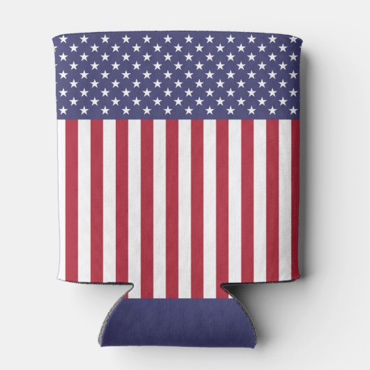 愛国的な赤白青スターとストライプ国旗 缶クーラー (裏面)