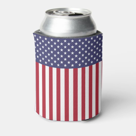 愛国的な赤白青スターとストライプ国旗 缶クーラー (缶裏面)