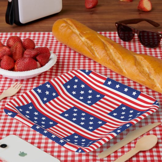 愛国的な赤白青スターストライプズ ペーパープレート (ピクニック)