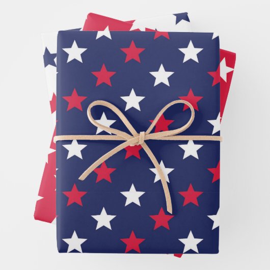 愛国的な赤白青スターズアメリカ ラッピングペーパーシート (インサイチュ)
