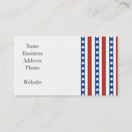 愛国的な赤白青スターズアンドストライプの自由 名刺 (正面)