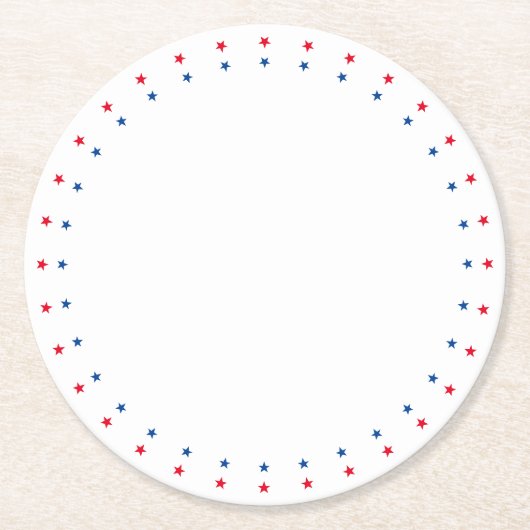 愛国的な赤白青スター縁どズの休日 ラウンドペーパーコースター (正面)