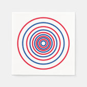 愛国的な赤白青ストライプサークル スタンダードカクテルナプキン (正面)