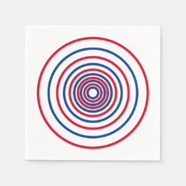 愛国的な赤白青ストライプサークル スタンダードカクテルナプキン