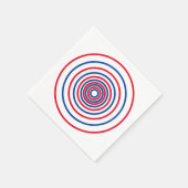 愛国的な赤白青ストライプサークル スタンダードカクテルナプキン (角)