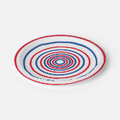 愛国的な赤白青ストライプサークル ペーパープレート (アングル)