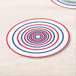 愛国的な赤白青ストライプサークル ラウンドペーパーコースター