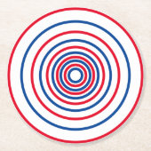 愛国的な赤白青ストライプサークル ラウンドペーパーコースター (正面)