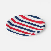 愛国的な赤白青ストライプパターン ペーパープレート (アングル)